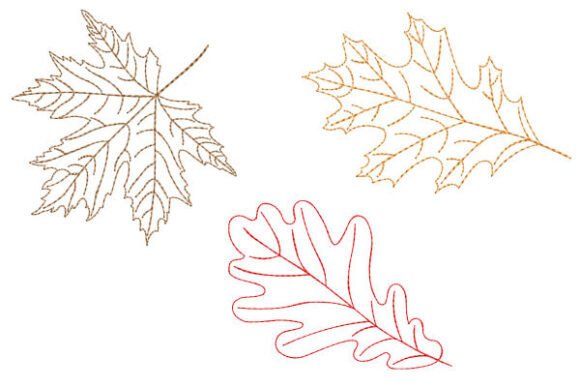 3 Autumn Leaves Line Art Embroidery