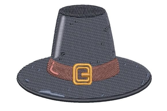 Classic Thanksgiving Pilgrim Hat Embroidery Design