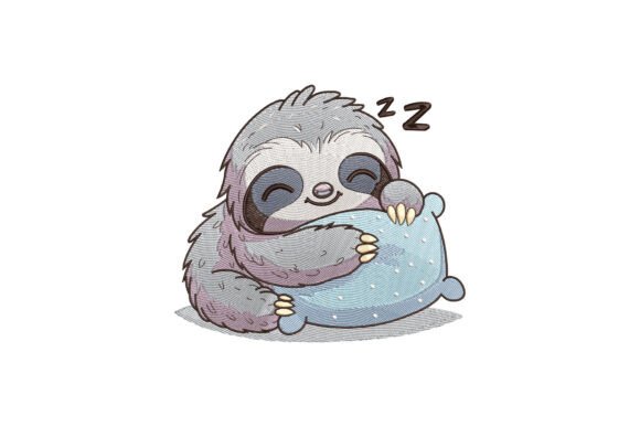 Cute Sloth Sleeping on a Pillow