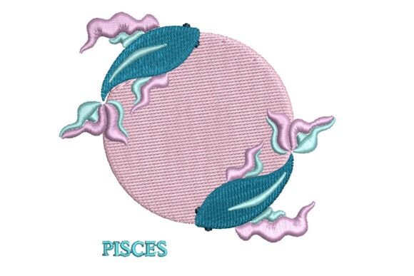 Ethereal Pisces Zodiac Sign Embroidery Design