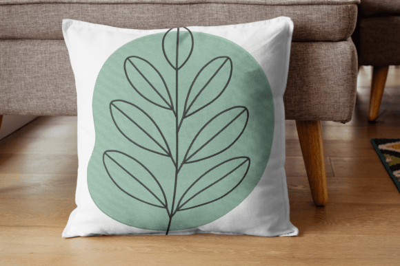 Green Leaf Line Art Embroidery Design-Digital File