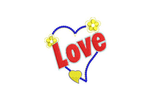 Heart Embroidery with Love Lettering
