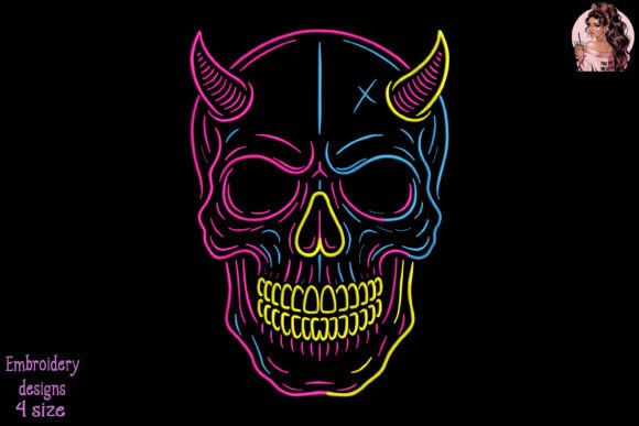 Neon Skull Art Embroidery