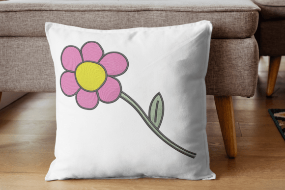 Playful Pink Daisy Embroidery Design Digital File