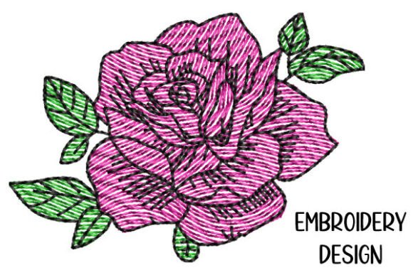 Rose – Embroidery Design in 3 Sizes