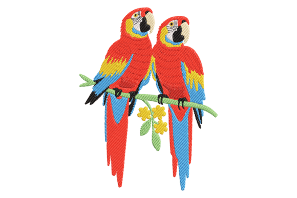 Scarlet Macaws Embroidery Design