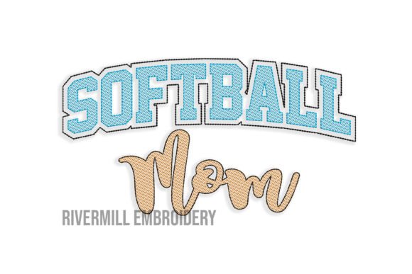 Sketch Softball Mom Embroidery Design