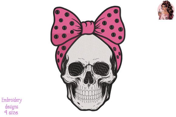 Skulls Girl Breast Cancer Embroidery