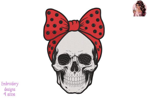 Skulls Girl Firefighter Embroidery