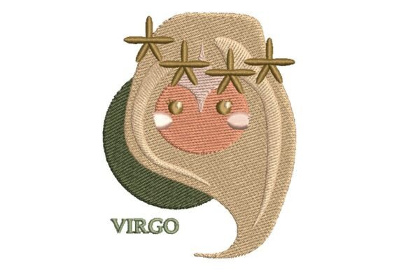 Stylized Virgo Zodiac Sign Embroidery Design
