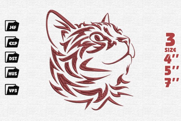 Tribal Cat Embroidery