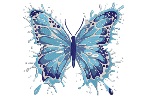 Water Splash Butterfly Embroidery Design